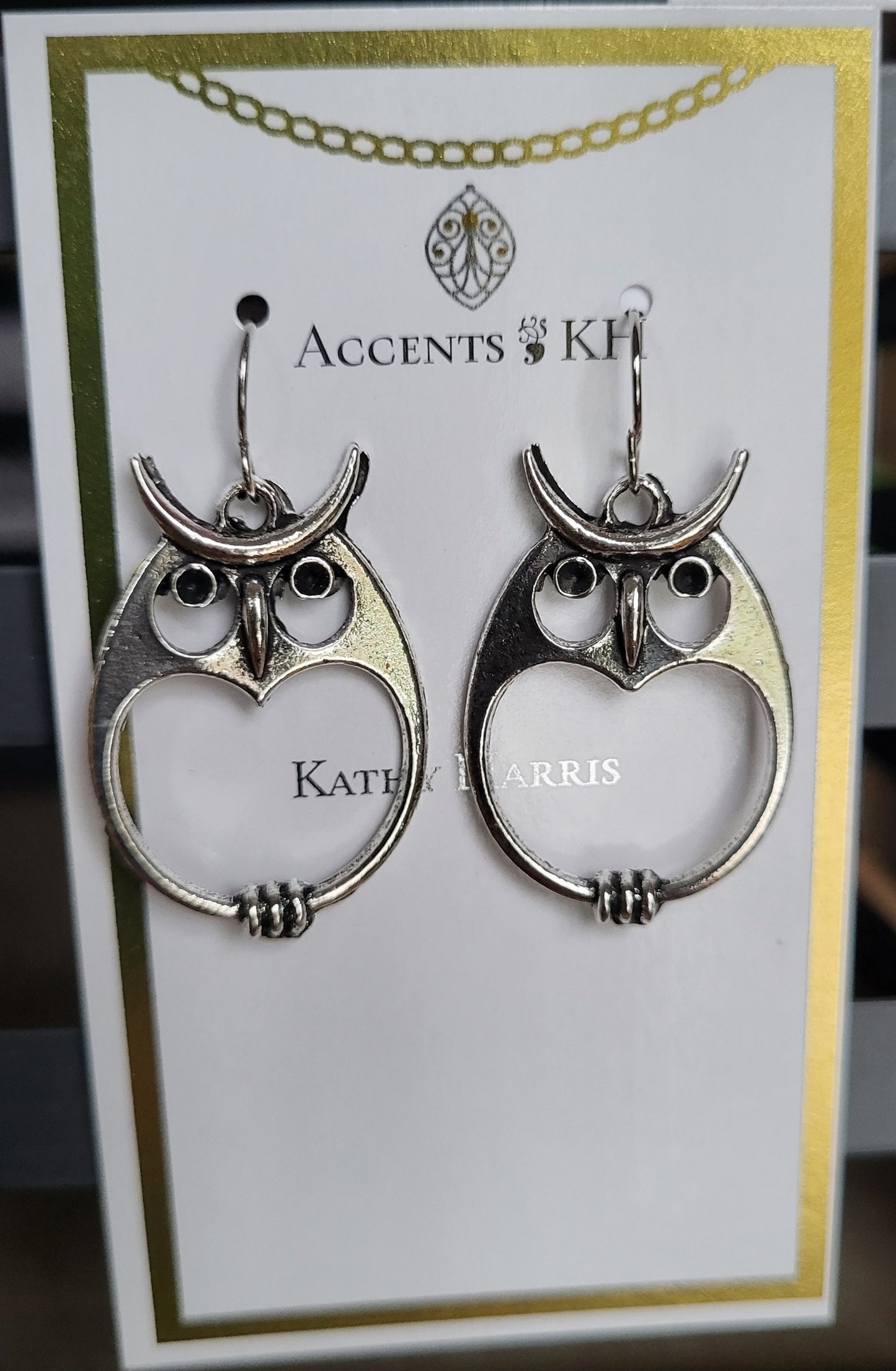 On the Farm 12, Silvertone Owls, Stainless Steel Earwire Earrings