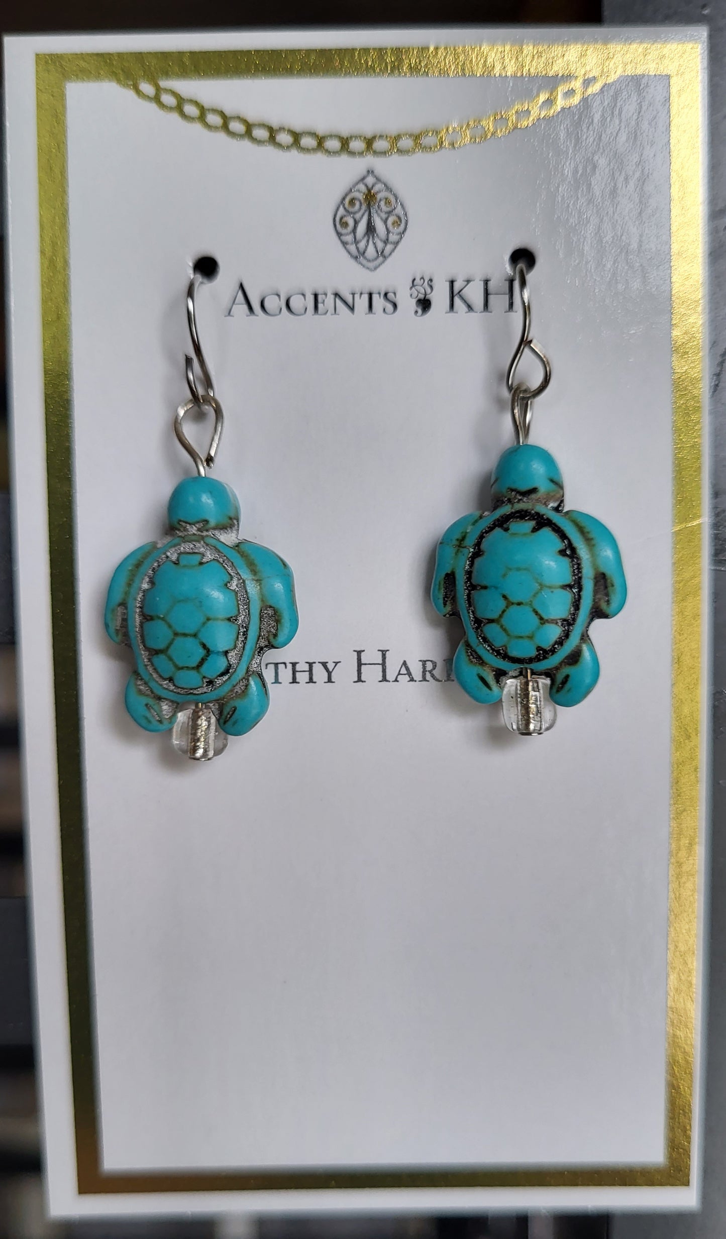 Beachcomber 2, Turquoise Turtle, Wire Earrings