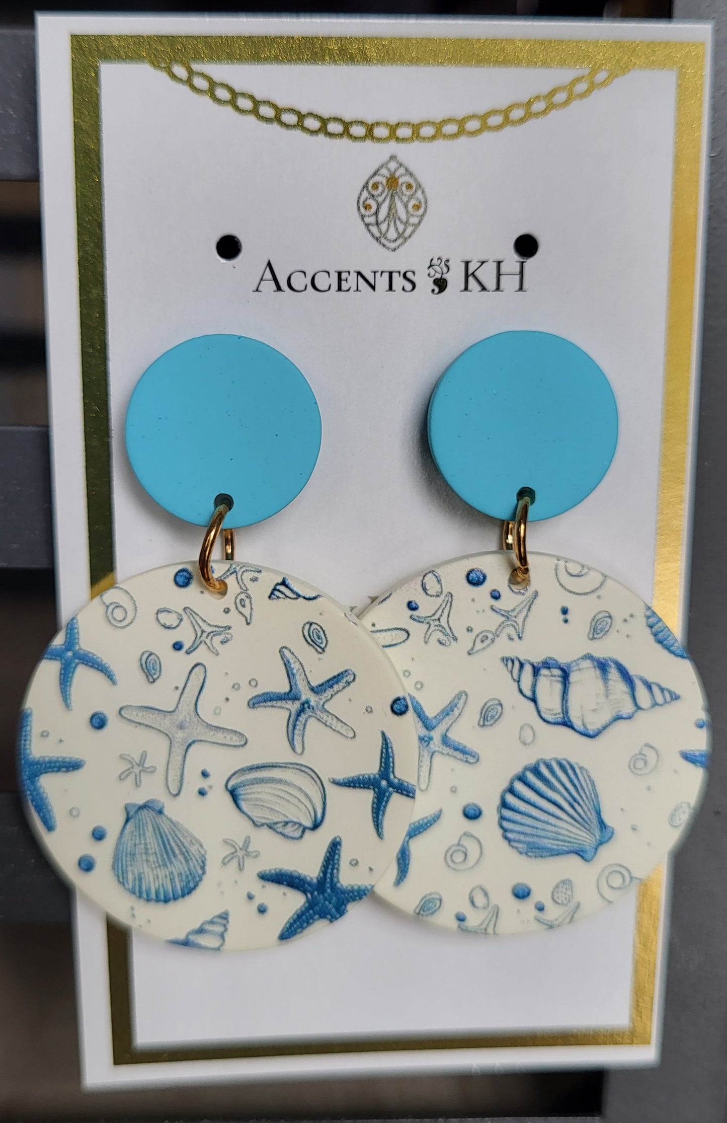 Beachcomber 15, Starfish & Shells , Stainless Steel Post Earrings