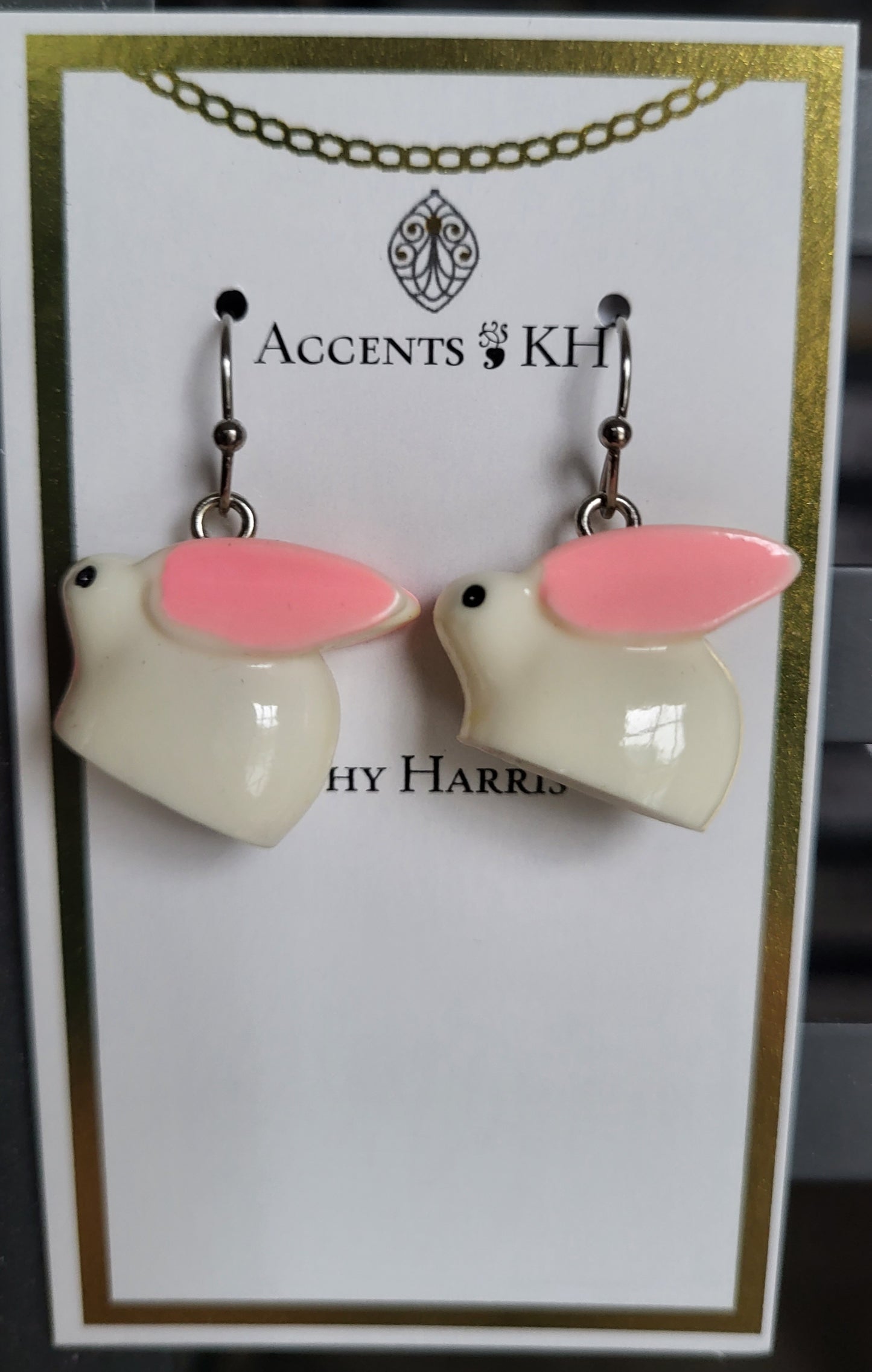 On the Farm 15, 3D Rabbits, Stainless Steel Earwire Earrings