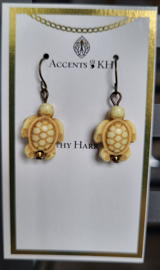Beachcomber 4, Ivory Turtle, Earwire Earrings