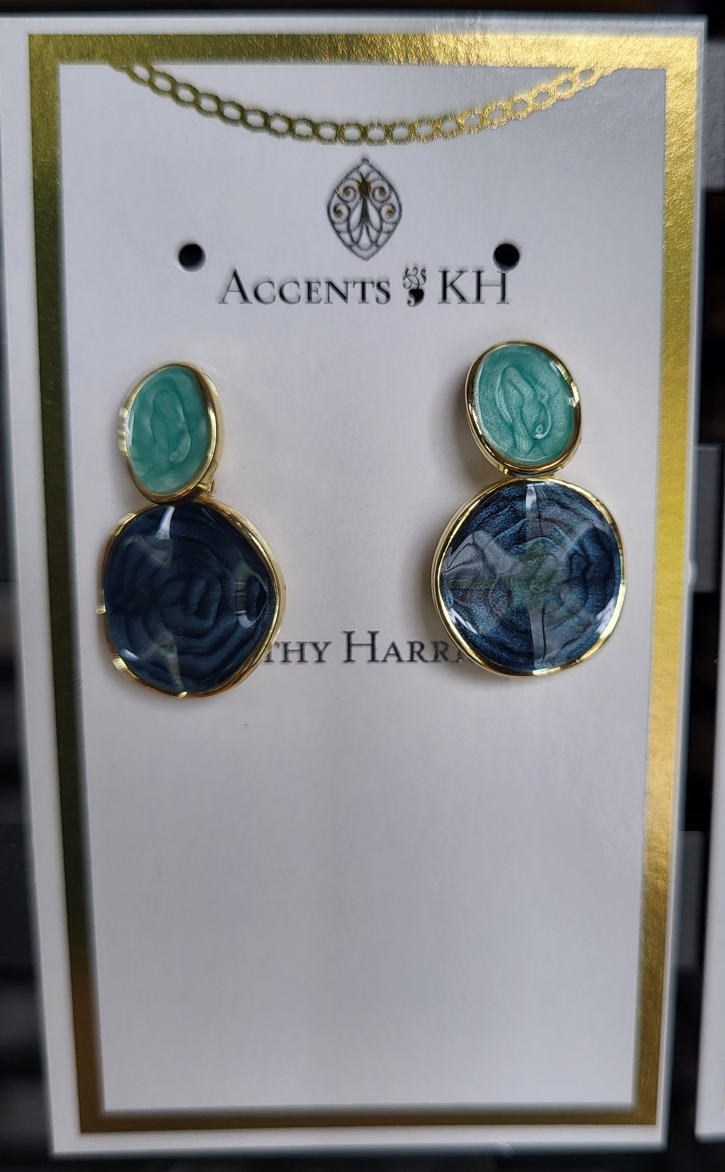 Beachcomber 8, Blue Enamel Wavy Water, Post Earrings