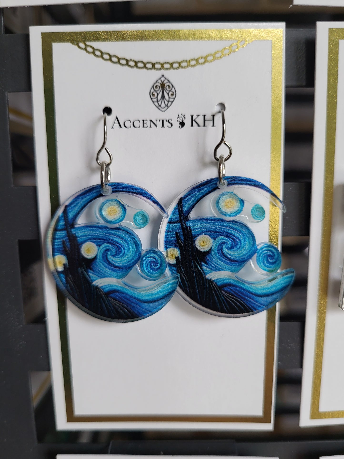Beachcomber 11, Starry Night Blue Wave, Earwire Earrings