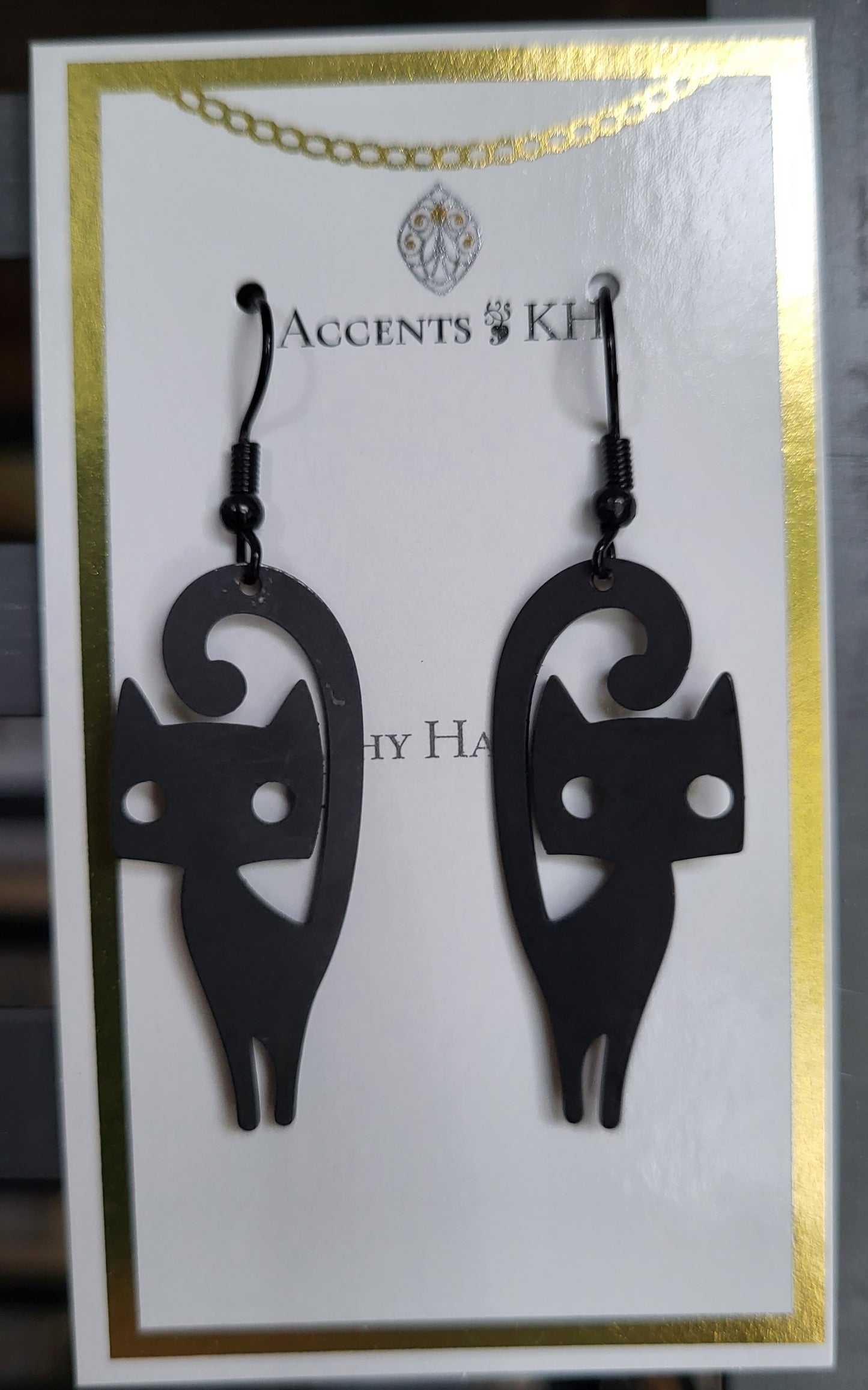 On the Farm 10, Black Metal Cats, Stainless Steel Earwire Earrings